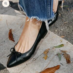 Margaux Pointe Ballet Flat in Black Nappa (size 39W)